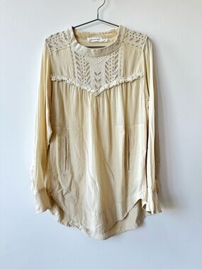 Isabel Marant Etoile Cream Crochet Yoke Tunic Top in a Light Cotton - Size 36/S
